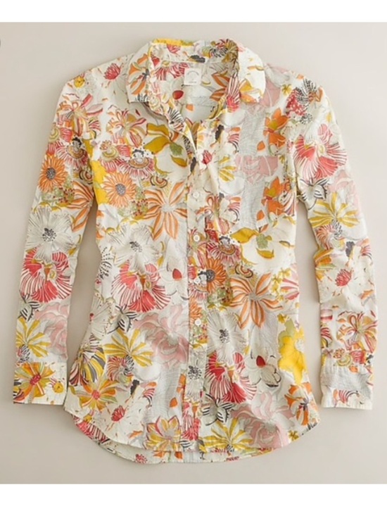 J. Crew Tops - The Perfect Shirt for J. Crew Liberty of London Fabric Yellow Cream Floral Sz 6